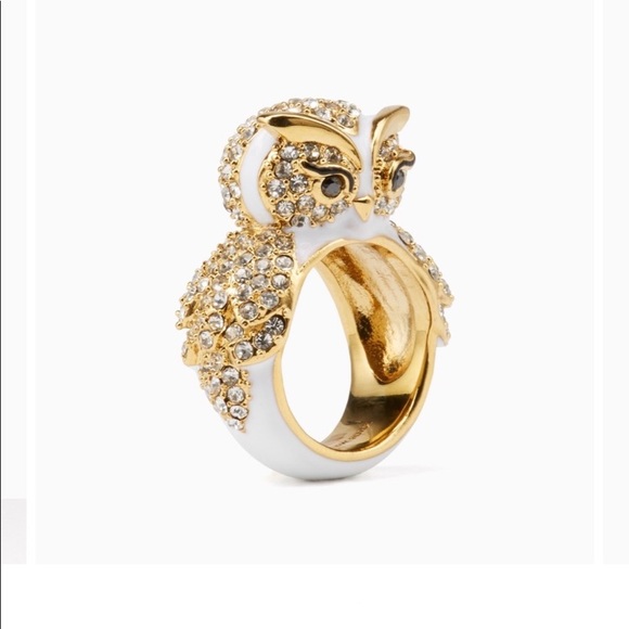 IN PERFECT CONDITION! LIKE NEW! KATE SPADE “STAR BRIGHT” PAVE OWL RING SIZE 8 - Picture 3 of 13